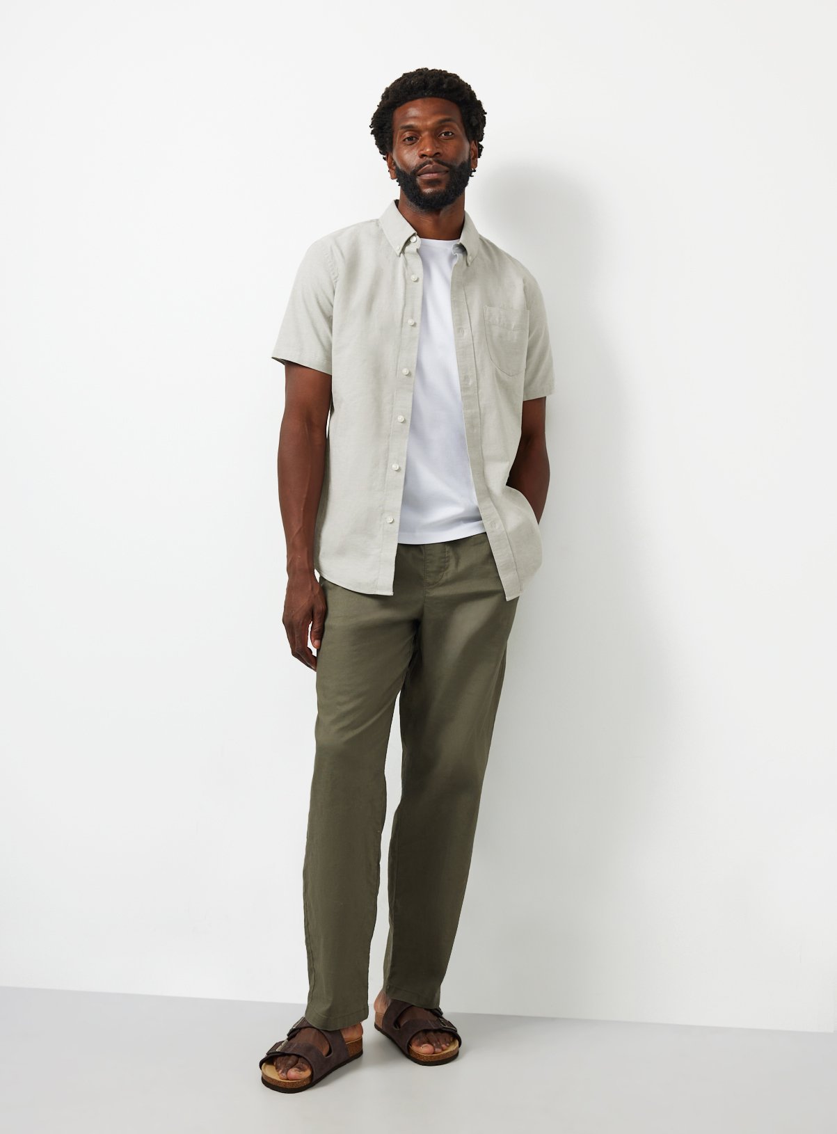 Green Slim Fit Short Sleeve Oxford Shirt XXXL - Image 2 thumbnail